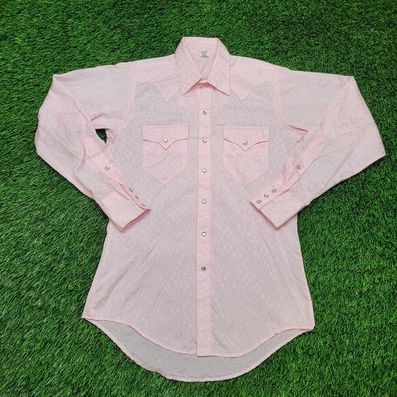 Vintage 70s Rockmount Ranch Wear Pearl Snap Shirt Medium 19.5x31 Jacquard USA - Picture 1 of 14